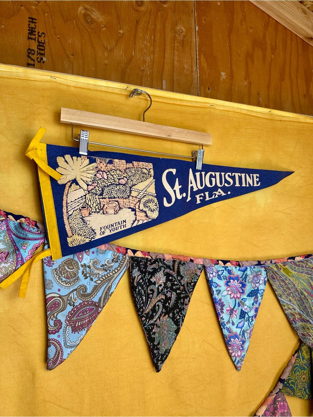 Vintage St. Augustine Fla. Blue & Yellow Vintage Pennant Wall Decor